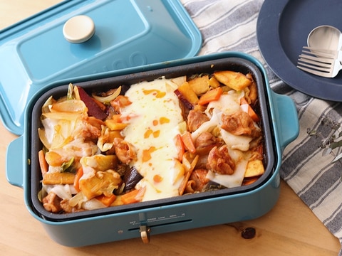 ホットプレートで餅入りチーズタッカルビ